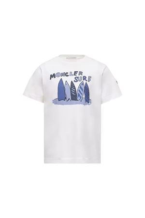 white cotton t-shirt MONCLER KIDS | L19548C0002589AFV034
